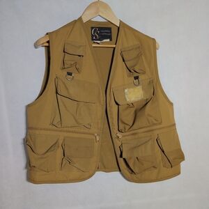 Vintage Columbia Sports Portland Or Sz LG Tan Utility Hunting Fishing Vest